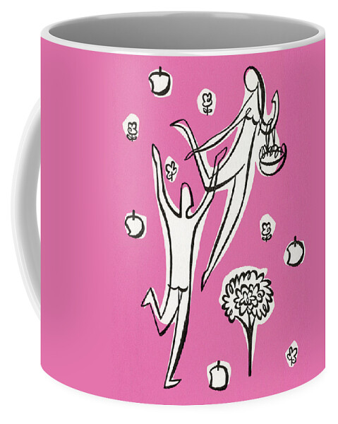 Abstract Coffee Mug featuring the drawing Man and Woman Frolicking by CSA Images