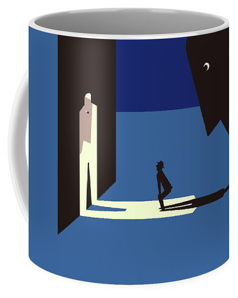 Adult Coffee Mug featuring the photograph Man Being Watched By Shadowy Figures by Ikon Images