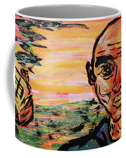 Mixed Medium Coffee Mug featuring the painting Man In Front of His Home by Odalo Wasikhongo