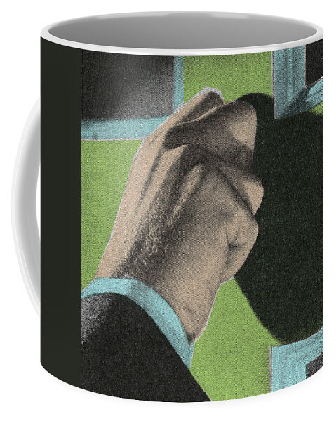 Campy Coffee Mug featuring the drawing Man Knocking on Door by CSA Images