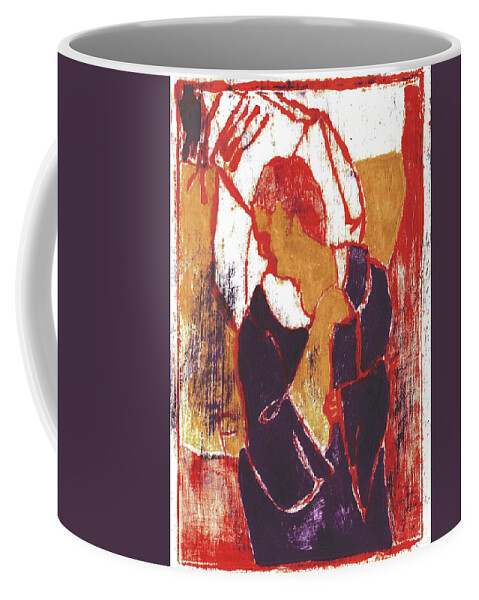 Man Coffee Mug featuring the painting Man Sat on a Village Wall 2 by Edgeworth Johnstone
