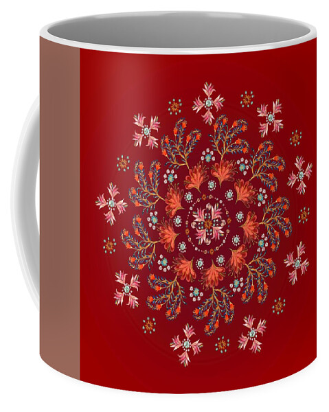 Mandala Coffee Mug featuring the painting Mandala flowering series#3. Terracotta by Elena Kotliarker