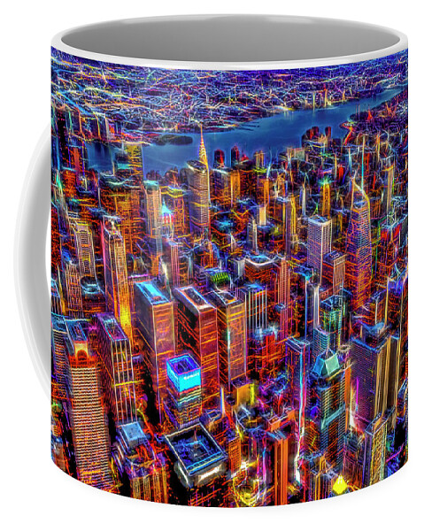 Aerial View Coffee Mug featuring the photograph Manhattan NYC Electrifying Pulse by Susan Candelario