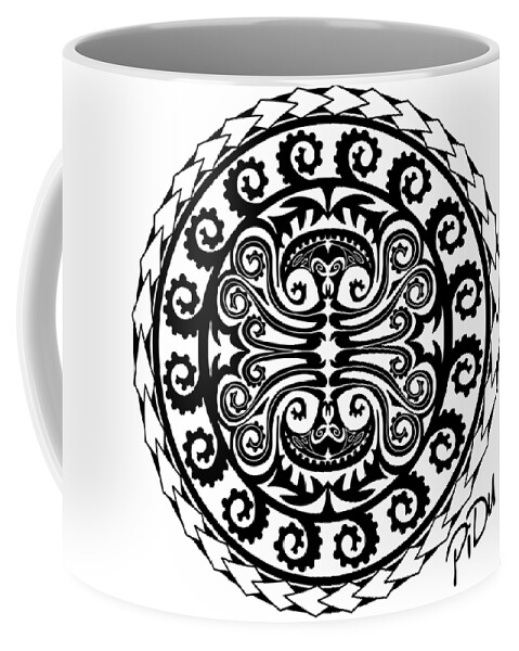 Maori Coffee Mug featuring the digital art Maori Octopus by Piotr Dulski