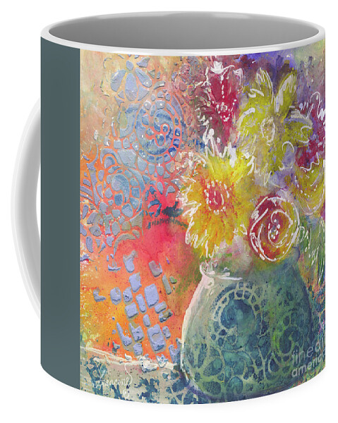 Mixed Media Coffee Mug featuring the mixed media Marabu Flowers 1 by Francine Dufour Jones