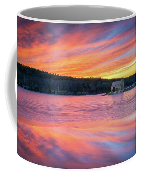 Old Stone Church Coffee Mug featuring the photograph March Sunset at The Old Stone Church by Kristen Wilkinson