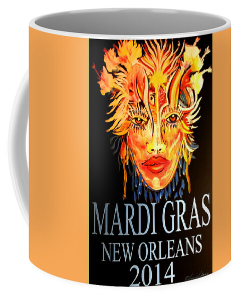 Mardi Gras Lady Coffee Mug featuring the painting Mardi Gras Lady by Amzie Adams