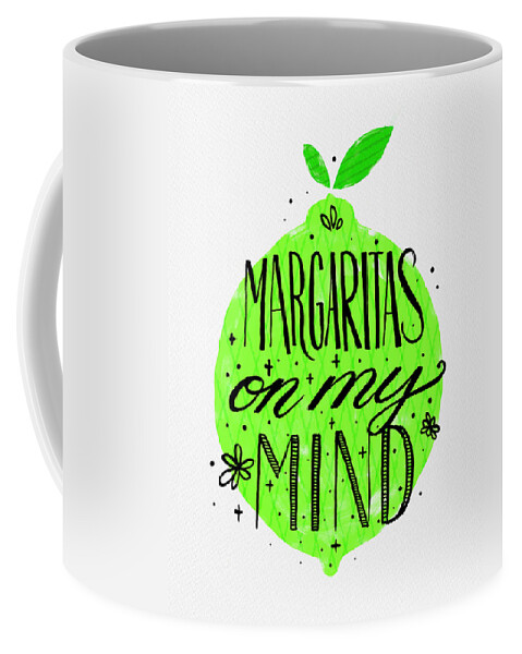 Lime Coffee Mug featuring the painting Margaritas on my Mind by Jen Montgomery