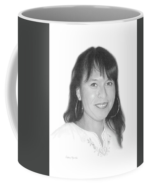 Portrait Coffee Mug featuring the drawing Maria del Rocio Martinez Juarez by Conrad Mieschke
