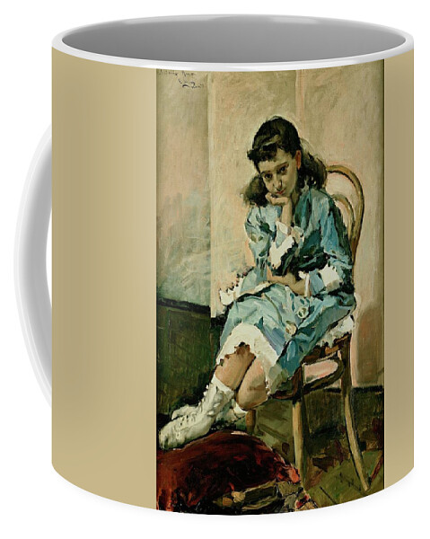 Oil On Canvas Coffee Mug featuring the painting 'Maria Guerrero as a Girl', 1878, Spanish School, Oil on canvas, 89 cm x ... by Emilio Sala Frances -1850-1910-