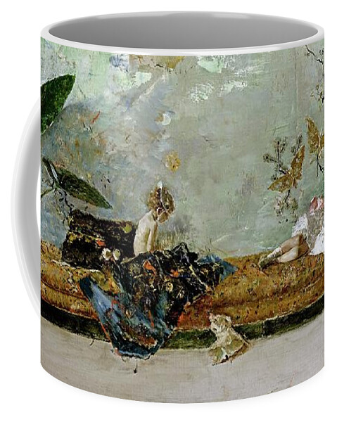 Maria Fortuny Coffee Mug featuring the painting Mariano Fortuny Marsal 'The painter's children, Maria Luisa and Mariano, in the Japanese Room',1874. by Mariano Fortuny y Marsal -1838-1874-