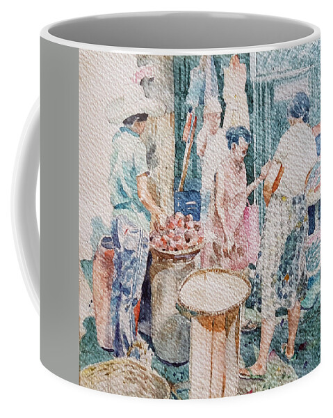 Market Coffee Mug featuring the painting Market Scene by Edwin Villavera