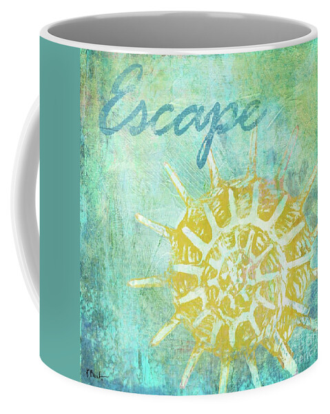 Watercolor Coffee Mug featuring the painting Martinique Shells II - Aqua by Paul Brent