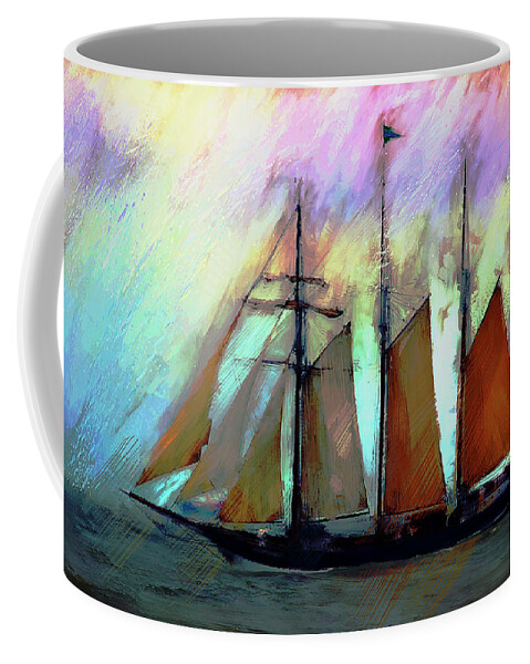 Schooner Coffee Mug featuring the photograph Masted Schooner II by GW Mireles