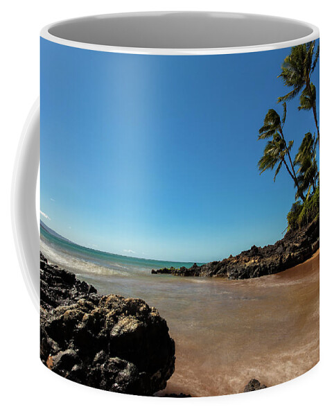 Beach Cove Coffee Mug featuring the photograph Maui private beach by Chris Spencer
