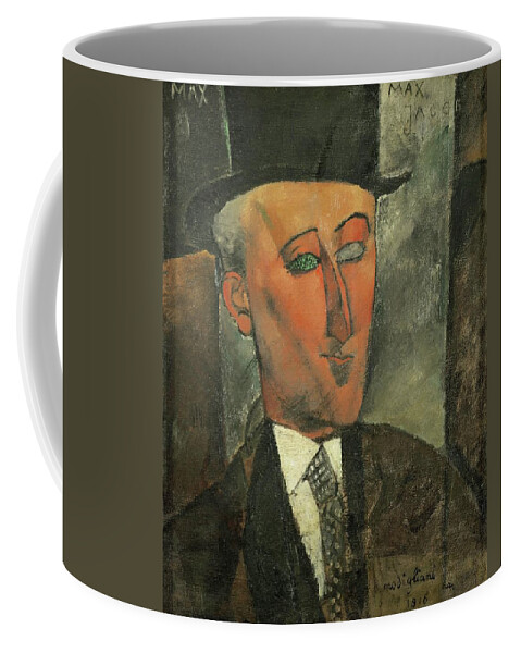 Amadeo Modigliani Coffee Mug featuring the painting Max Jacob, writer and art critic -1916-. by Amedeo Modigliani -1884-1920-