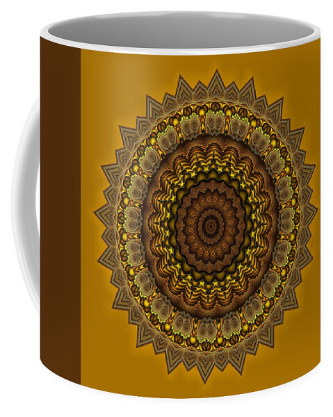  Coffee Mug featuring the digital art Mayan Courtyard 33 Gold by Doug Morgan