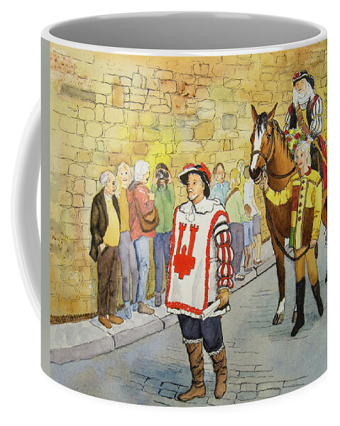 Parade Coffee Mug featuring the painting Medieval Parade in Germany by Margaret Zabor
