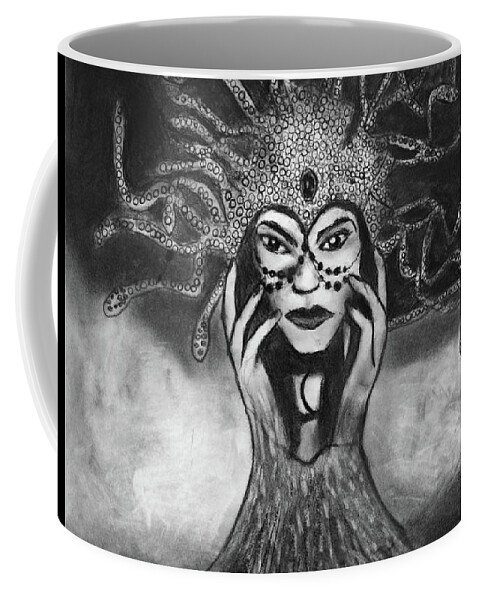 Medusa Coffee Mug featuring the drawing Medusa by Nadija Armusik