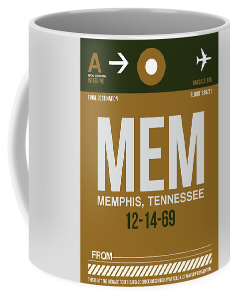Vacation Coffee Mug featuring the digital art MEM Memphis Luggage Tag I by Naxart Studio
