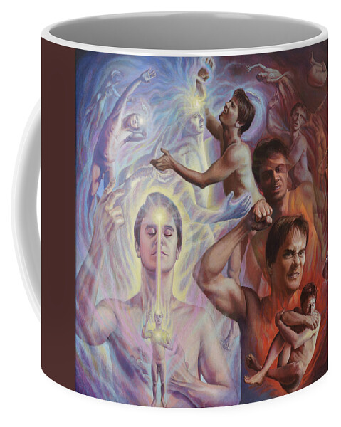 Spiritual Coffee Mug featuring the mixed media Mental Bodies by Miguel Tio