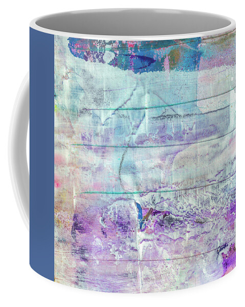 Abstract Coffee Mug featuring the painting Mermaid Dream - Bright Pastel Tone Purple And White Abstract Art by Modern Abstract