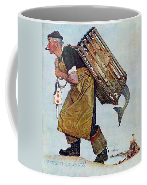 Lobsterman Coffee Mug featuring the painting Mermaid by Norman Rockwell
