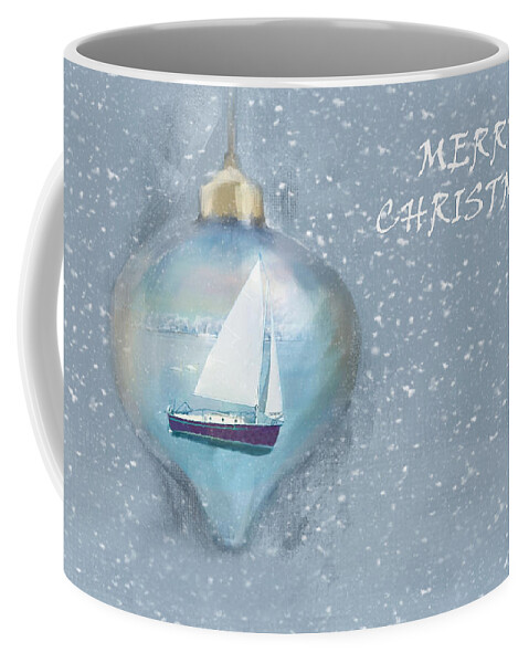 Merry Christmas Sailboat Ornament Coffee Mug featuring the photograph Merry Christmas Sailboat Ornamet by Sandi OReilly