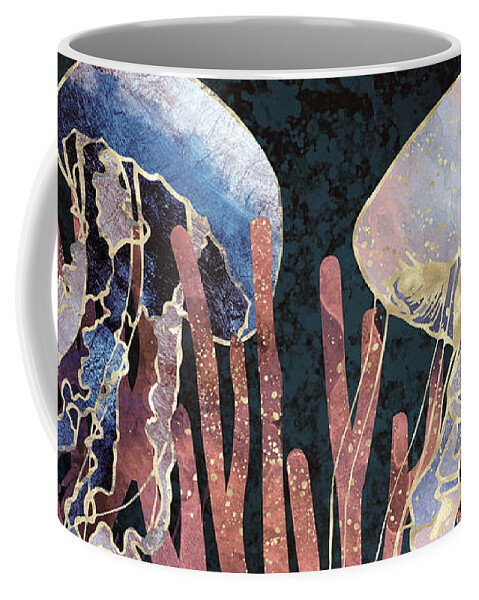 Coral Coffee Mug featuring the digital art Metallic Coral by Spacefrog Designs