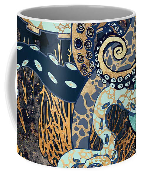 Digital Coffee Mug featuring the digital art Metallic Octopus II by Spacefrog Designs