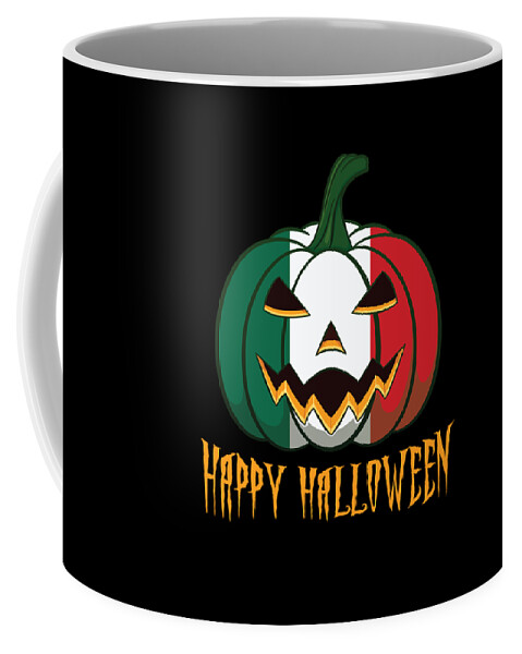 Mexico Halloween Costume Coffee Mug featuring the digital art Mexican Flag Halloween Pumpkin Jack o Lantern Costume by Martin Hicks