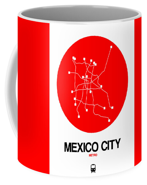 Mexico City Coffee Mug featuring the digital art Mexico City Red Subway Map by Naxart Studio