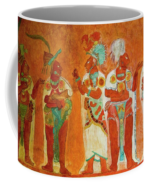 America Coffee Mug featuring the painting Mexico. National Museum of Antropology. Maya culture. Painting of Bonampak. by Album
