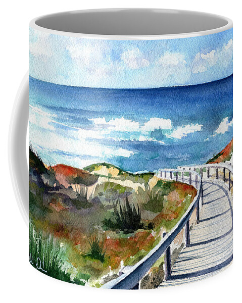 Portugal Coffee Mug featuring the painting Mexilhoeira Beach Santa Cruz Portugal by Dora Hathazi Mendes