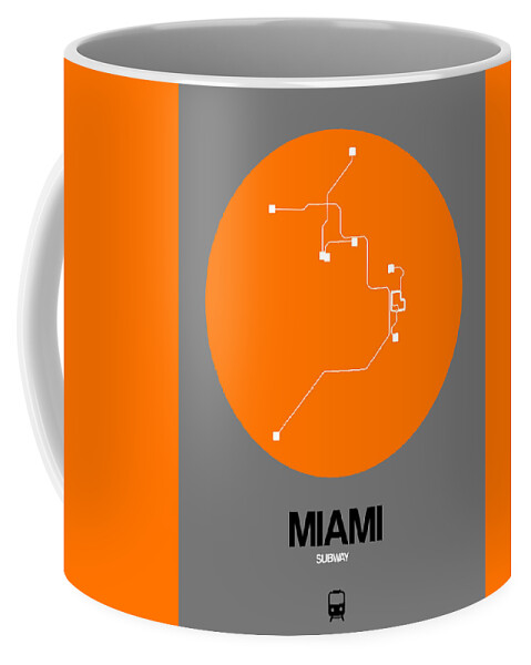 Map Of Helsinki Coffee Mug featuring the digital art Miami Orange Subway Map by Naxart Studio