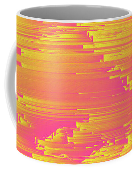 Glitch Coffee Mug featuring the digital art Miami Speed - Abstract Pixel Art by Jennifer Walsh