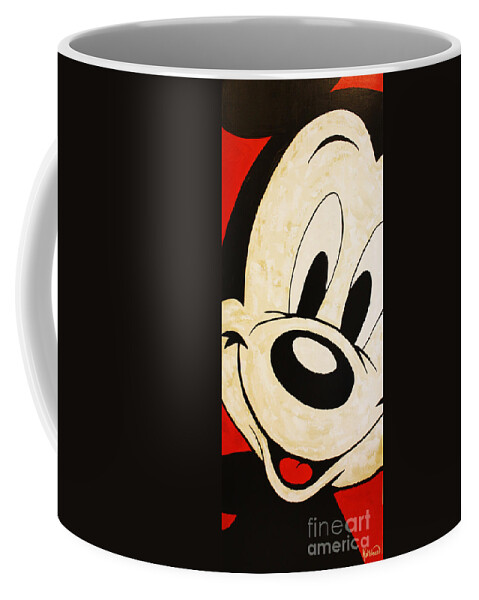 Mickey Mouse Coffee Mug featuring the painting MICKEY MOUSE Face, Acrylic Painting by Kathleen Artist by Kathleen Artist PRO