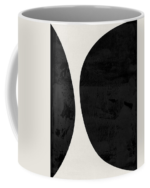 Black And White Coffee Mug featuring the mixed media Mid Century Abstract Shapes II by Naxart Studio