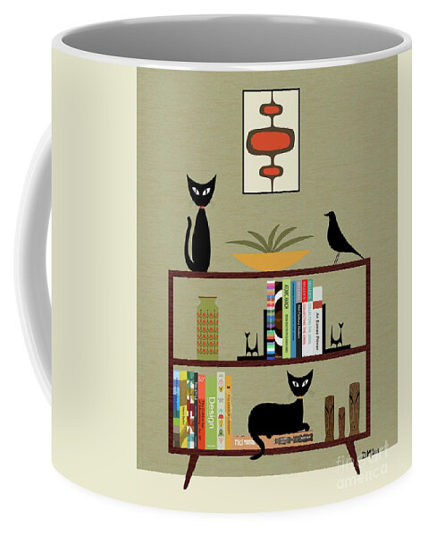 Mid Century Modern Coffee Mug featuring the digital art Mid Century Bookcase by Donna Mibus