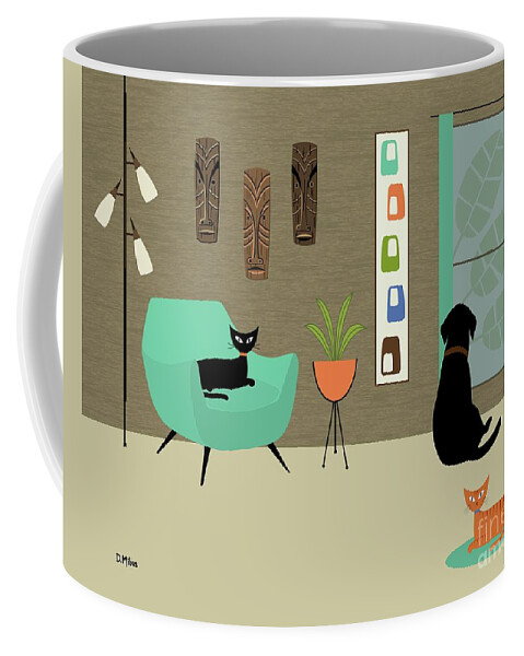 Mid Century Modern Coffee Mug featuring the digital art Mid Century Modern Lab in Green by Donna Mibus