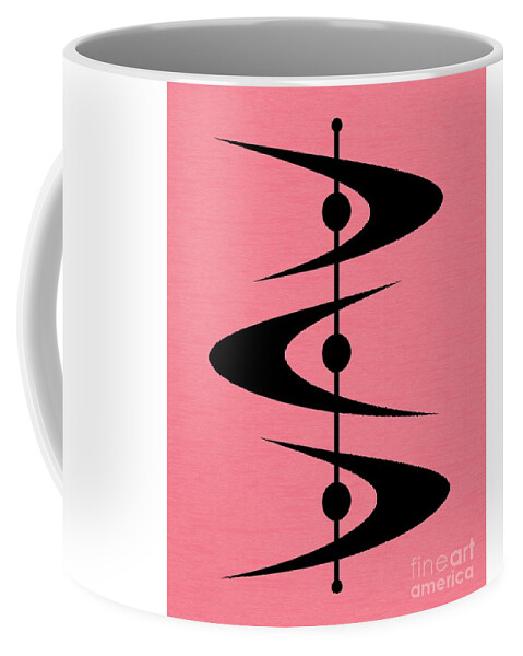  Coffee Mug featuring the digital art Mid Century Shapes 3 in Pink by Donna Mibus