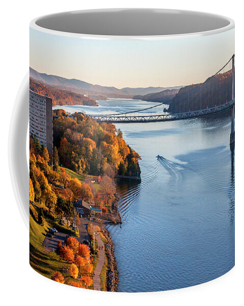 Estock Coffee Mug featuring the digital art Mid Hudson Bridge & Hudson River, Ny by Lumiere