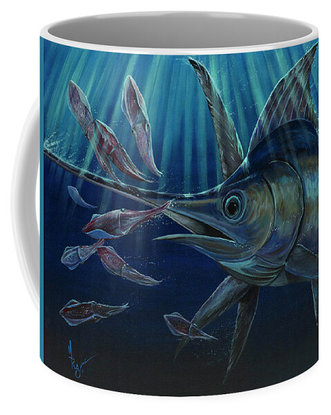 Swordfish Coffee Mug featuring the painting Midnight Madness by Mark Ray