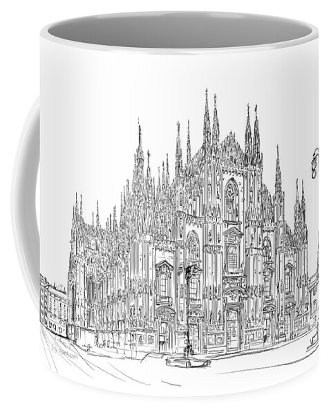 Italy Coffee Mug featuring the drawing Milan Cathedral drawing by Andrea Gatti