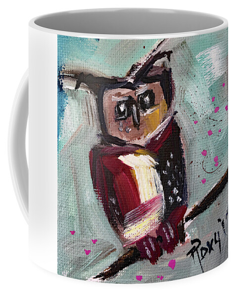 Owl Coffee Mug featuring the painting Mini Owl 1 by Roxy Rich