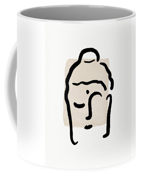 Minimal Coffee Mug featuring the mixed media Minimal Buddha 4- Art by Linda Woods by Linda Woods
