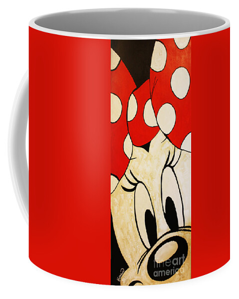 Disney Painting Coffee Mug featuring the painting MINNIE MOUSE Face, Acrylic Painting by Kathleen Artist by Kathleen Artist PRO