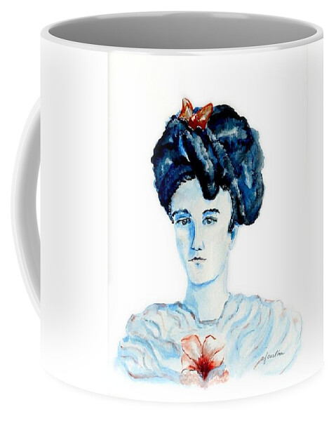 Blue-grey Coffee Mug featuring the painting Gibson Girl - Watercolor by Claudette Carlton