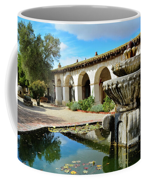 Mission San Miguel Coffee Mug featuring the photograph Mission San Miguel Fountain by Kyle Hanson