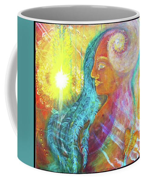 Phoenix Symbolism. Spirals Coffee Mug featuring the painting Mistress of Solutions by Feather Redfox